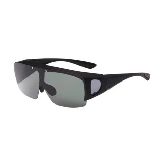 【MEGASOL】UV400智能感光變色偏光側開窗外挂太陽眼鏡護目鏡(可掀式加大通用套鏡-BS8118)