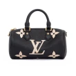 【Louis Vuitton 路易威登】M45980 經典PAPILLON BB 雙色皮革壓花LOGO手提斜背包(全新展示品-黑色)