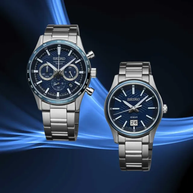 【SEIKO 精工】CS系列 城市簡約大日期男錶  石英錶-藍39.5mm(6N76-00K0B/SUR559P1)