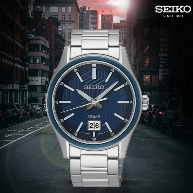 【SEIKO 精工】CS系列 城市簡約大日期男錶  石英錶-藍39.5mm(6N76-00K0B/SUR559P1)