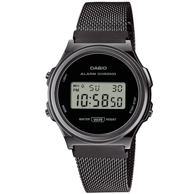 CASIO 卡西歐CASIO 卡西歐 復古風潮數位電子不鏽鋼米蘭腕錶/黑(A171WEMB-1A)