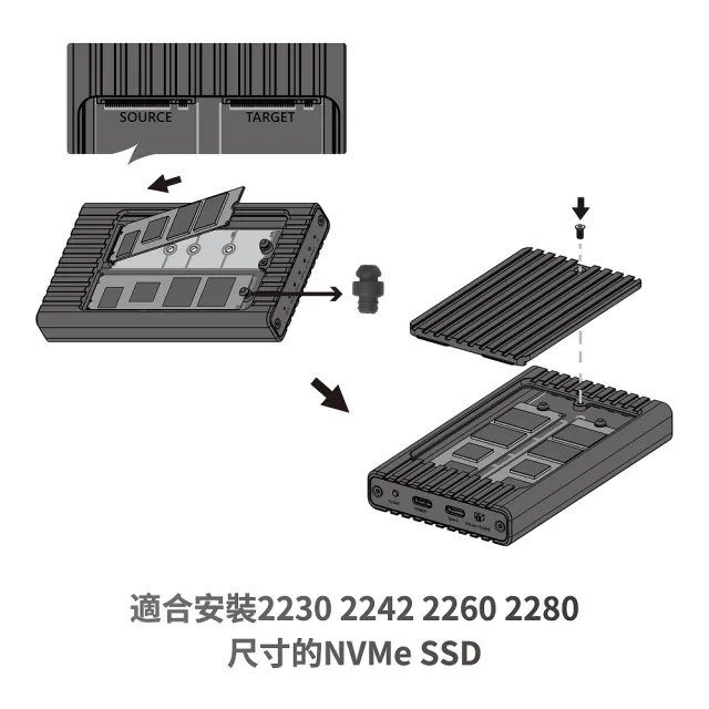 【Vantec 凡達克】NexStar SX 雙 M.2 NVMe SSD 轉 USB 3.2 Gen2x1 CLONE 外接盒(NST-242C3)