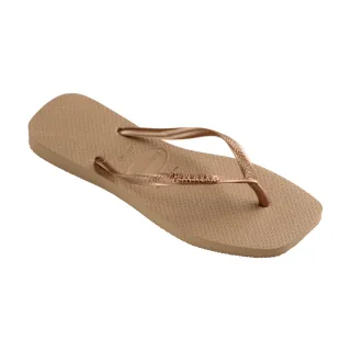 【havaianas 哈瓦仕】拖鞋 女鞋 夾腳拖 方形 果凍亮粉 Slim Square Logo 玫瑰金 4148257-5282W(哈瓦士)