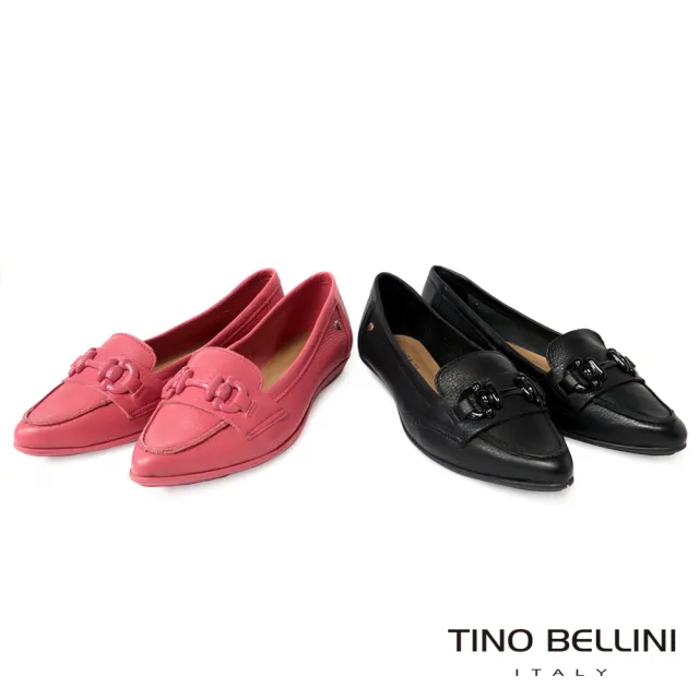 【TINO BELLINI 貝里尼】巴西進口馬銜扣尖頭樂福鞋FWBV036-7(玫瑰粉)