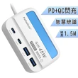 【Palladium UB-07】45W USB超級閃充電源供應器 4埠 1.5米(Type-C*2+Type-A*2)