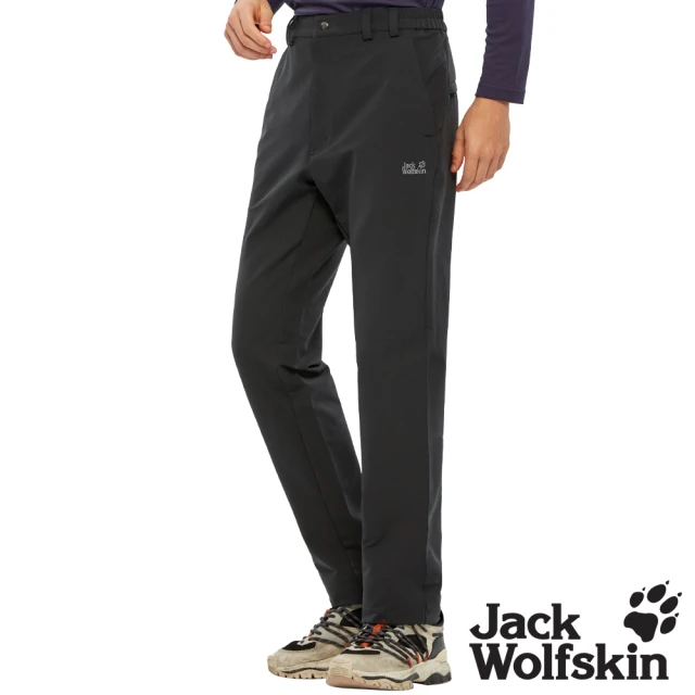 Jack wolfskin 飛狼 男 防撥水極簡彈性休閒長褲 登山褲(暗夜灰)