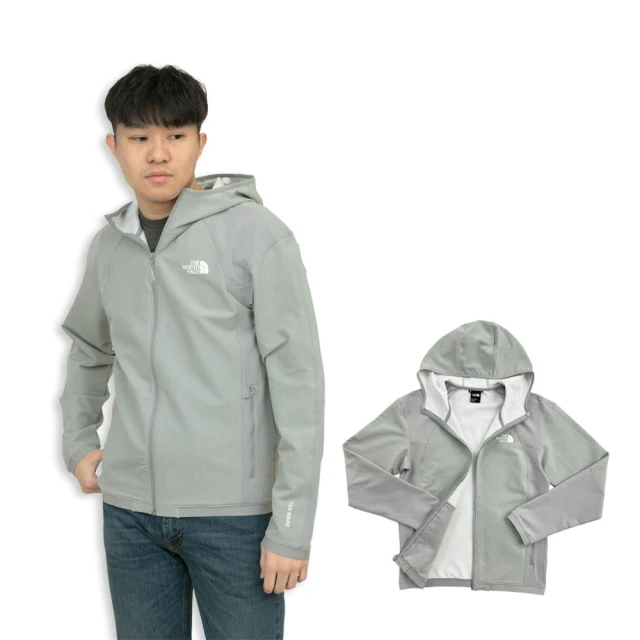 The North Face 北臉 淡灰 吸濕排汗 男外套 運動 薄刷毛 連帽 外套 平輸品(吸濕排汗 運動外套)