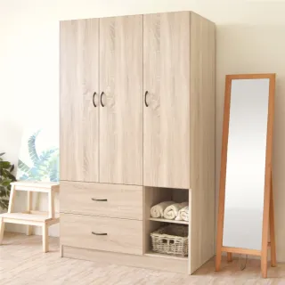 【HOPMA】白色美背日式大容量三門二抽衣櫃-台灣製造(衣櫥 收納櫃 置物櫃)