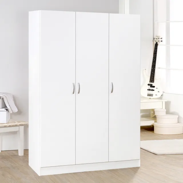 【HOPMA】白色美背三門衣櫃 台灣製造 衣櫥 臥室收納 大容量置物