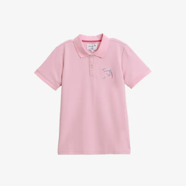 【Arnold Palmer 雨傘】女裝-左胸線條品牌LOGO刺繡POLO衫(粉色)