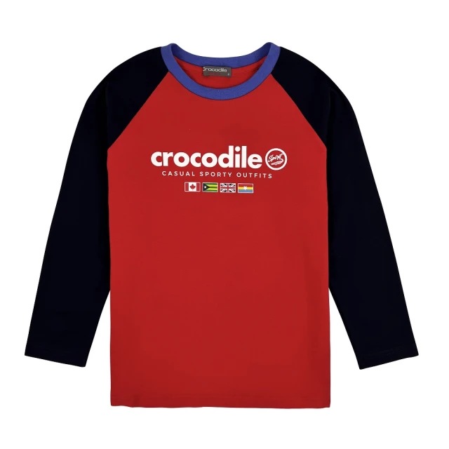 Crocodile Junior 小鱷魚童裝 『小鱷魚童裝』LOGO印圖撞色T恤(U64485-01 小童款)