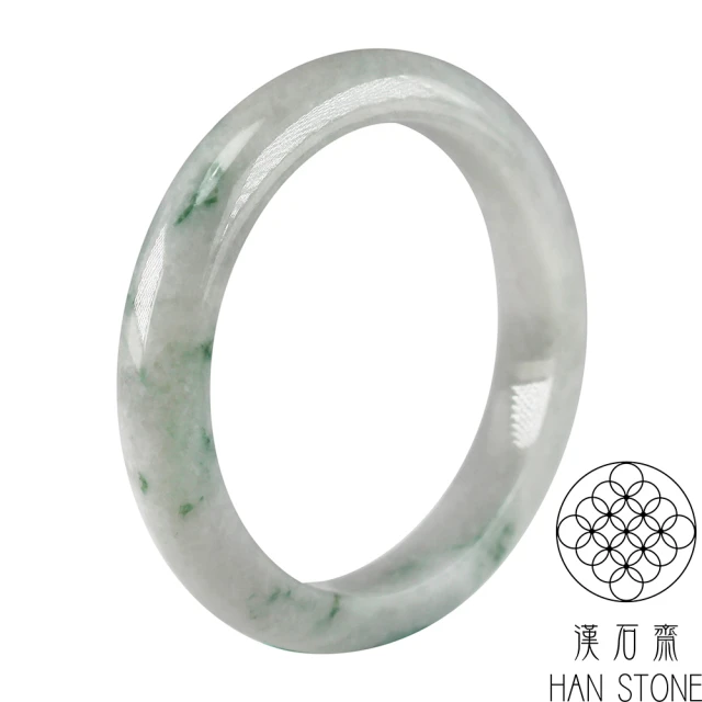 小樂珠寶 翡翠手鐲淡藍飄綠花天然A貨(手圍19號 內徑60.