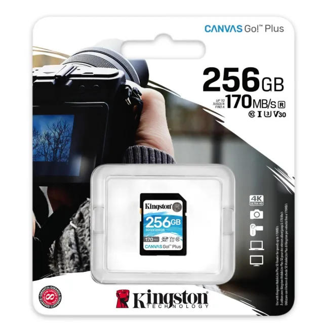 【Kingston 金士頓】新版 256GB Canvas GO! Plus SDXC U3 V30記憶卡 SDG3(讀速170MB/s 原廠永久保固)