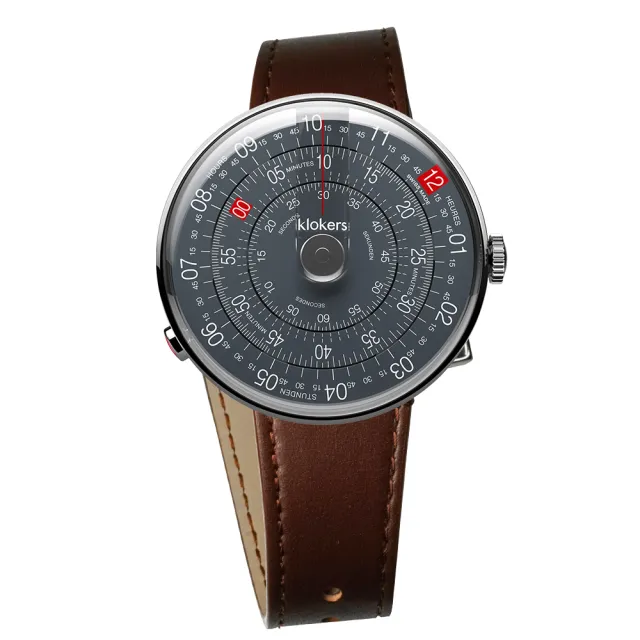 【klokers 庫克】KLOK-01-D8 深灰色錶頭+單圈皮革錶帶