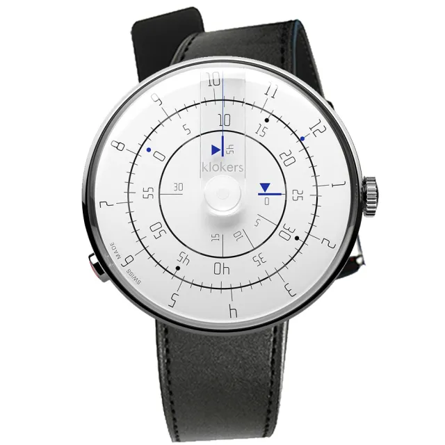 【klokers 庫克】KLOK-01-M1 極簡白色錶頭+單圈皮革錶帶