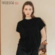【Jessica Red】簡約舒適百搭羊毛圓領短袖針織衫R35501（黑）