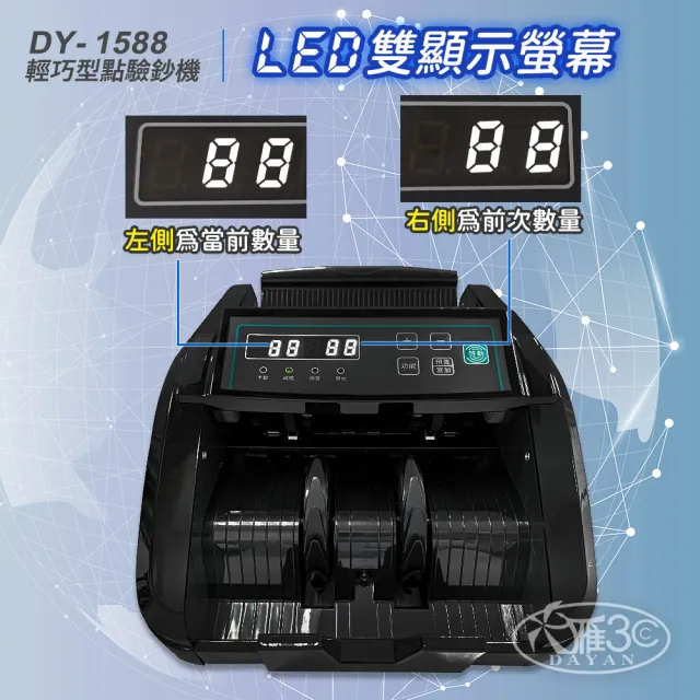 【DAYAN 大雁】DY-1588 迷你多功能點驗鈔機(迷你精巧｜多國幣別｜插電款｜贈外接式螢幕｜保固一年)