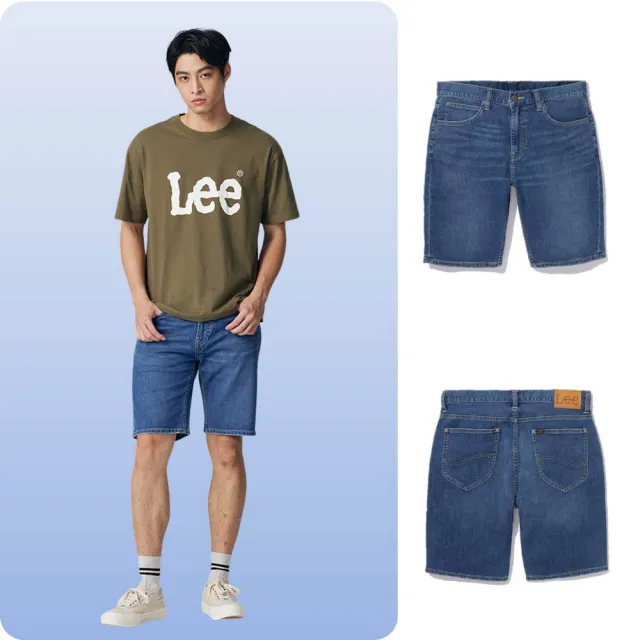 【Lee】男裝 牛仔短褲 / 涼感 902 五口袋貓鬚 中藍洗水 / Lites 輕磅系列(LB322005188)