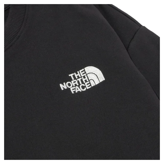 【The North Face】北臉 男女同款 黑色 素面 電繡LOGO 大學TEE 長袖