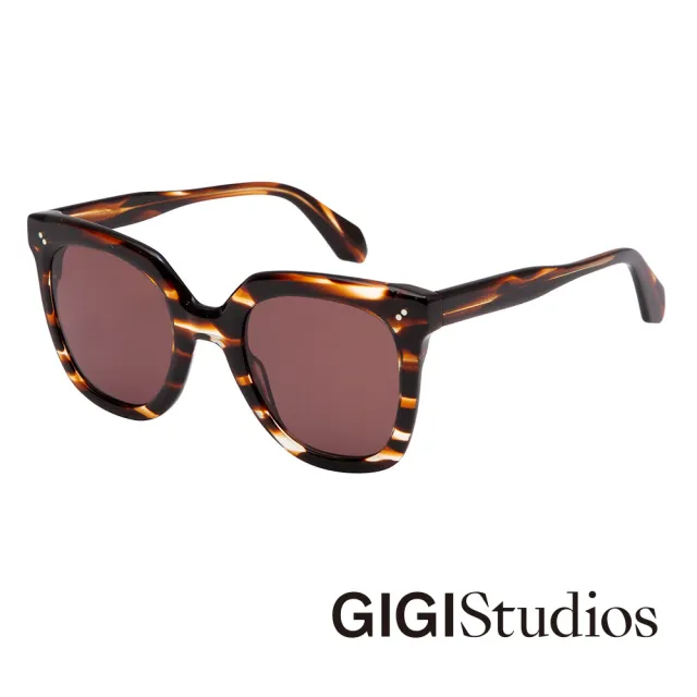 【GIGI Studios】極致小臉鉚釘太陽眼鏡(琥珀 - MARGOT-6567/9)