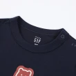 【GAP】嬰兒裝 Logo純棉小熊印花長袖包屁衣/連身衣 布萊納系列-藏藍色(890315)