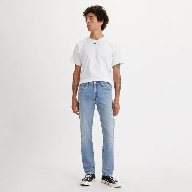 【LEVIS】男款 511低腰修身窄管牛仔褲 / 精工輕藍染微磨損刷破 / 天絲棉 / 彈性布料 熱賣單品