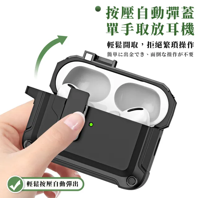 【Parkour X 跑酷】創新快開式AirPods Pro 2耐衝擊防塵保護殼(AirPods Pro 2藍芽耳機保護殼 登山掛勾設計)