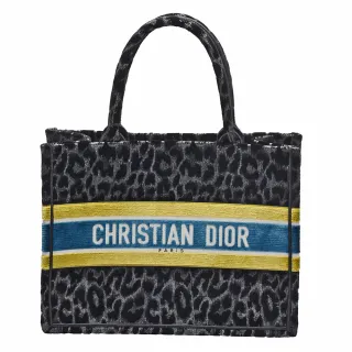 【Dior 迪奧】經典BOOK TOTE系列豹紋手提托特包(黑M1296ZTGT_M932)
