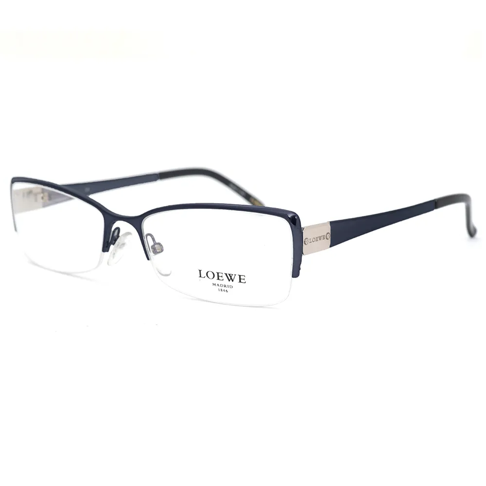 【LOEWE 羅威】精緻細眉框優雅 光學眼鏡(深藍/銀 - VLW322-0K14)