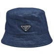 【PRADA 普拉達】經典金屬三角LOGO牛仔漁夫帽(藍2HC137-AJ6-BLUE)