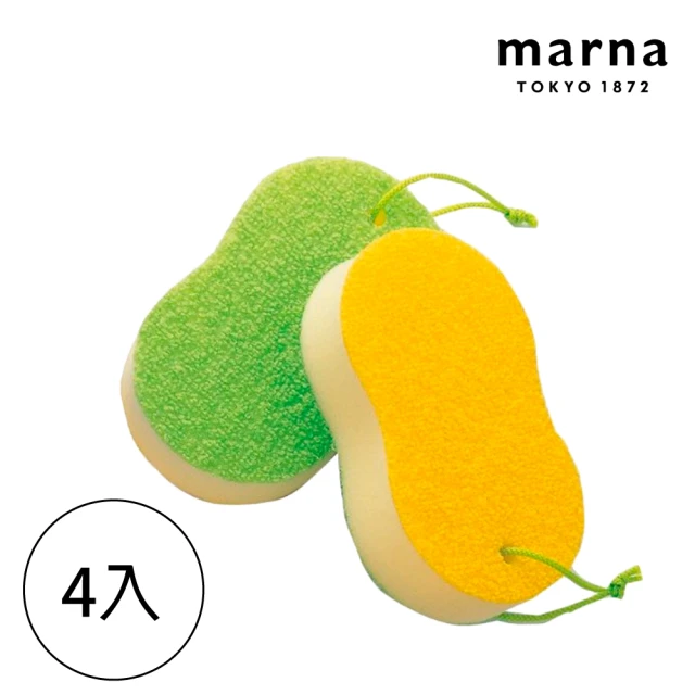 MARNA 綠黃雙色｜兩面海綿菜瓜布｜10入組(K005)評