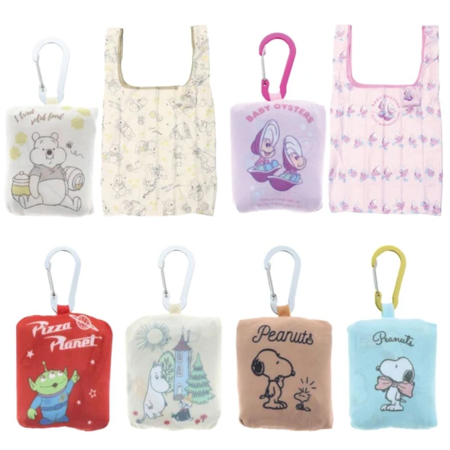 小禮堂 ECO BAG 掛勾摺疊購物袋 維尼 三眼怪 牡蠣寶寶 史努比 Moomin(平輸品)