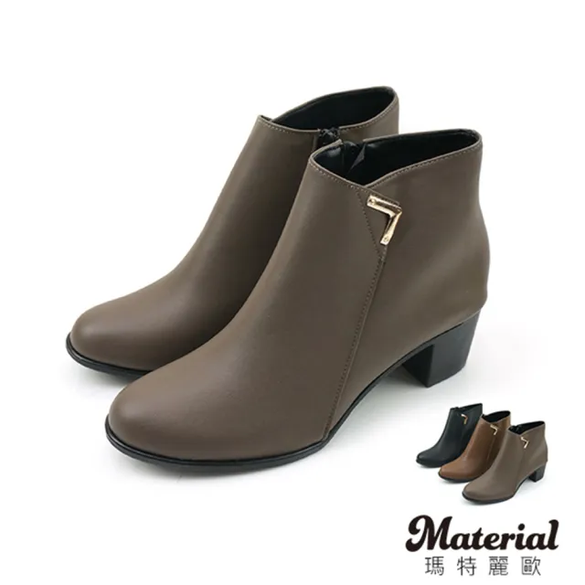 【Material瑪特麗歐】【全尺碼23-27】女鞋 短靴 MIT金屬側釦尖頭短靴 T6889(短靴)