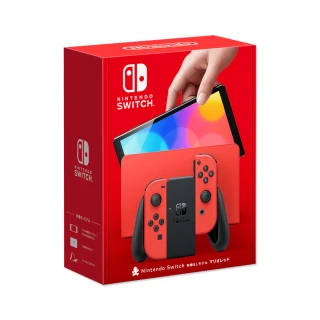 【Nintendo 任天堂】Switch OLED主機 瑪利歐亮麗紅(進口日規機)