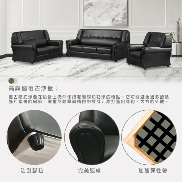 【KIKY】蒂芬妮司1+2+3人座組合沙發(黑色、酒紅、乳白)