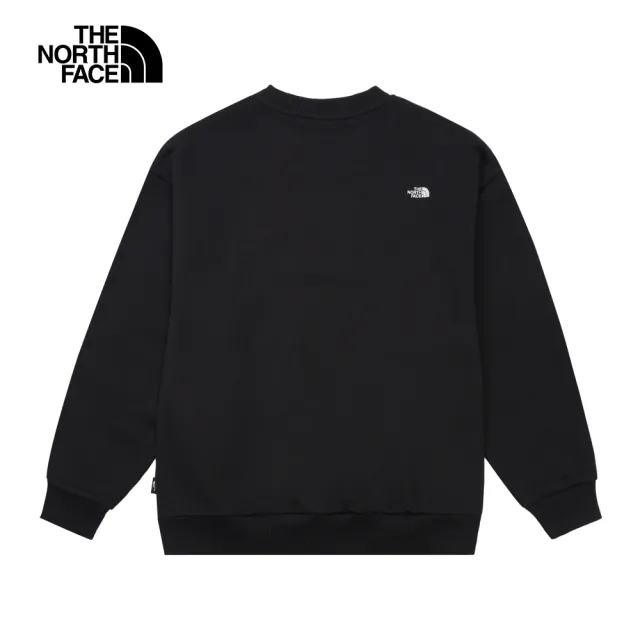 【The North Face 官方旗艦】北面UE男款黑色純棉落肩設計舒適休閒長袖大學T｜884MJK3