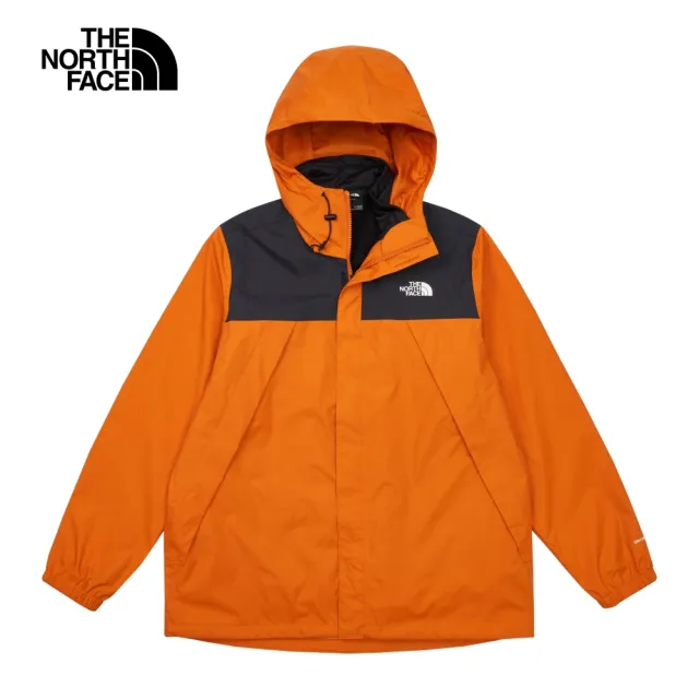 【The North Face 官方旗艦】北面男款橘色防水透氣舒適保暖連帽三合一外套｜89B1RMI(內搭抓絨款)