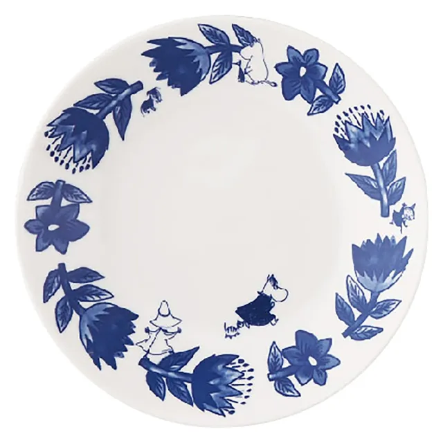 【yamaka】Moomin 嚕嚕米 藍色花卉系列 義大利麵盤三件組 22cm(餐具雜貨)