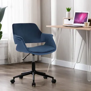 【E-home】Abel雅貝爾飛翼扶手絨布電腦椅-三色可選(辦公椅 電腦椅 網美)