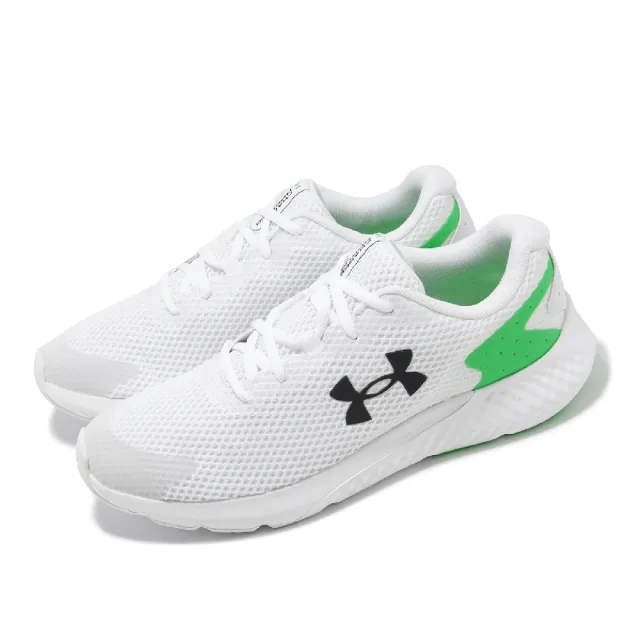 【UNDER ARMOUR】慢跑鞋 Charged Rogue 3 Reflect 男鞋 白 綠 透氣 回彈 路跑 訓練 運動鞋 UA(3025525101)