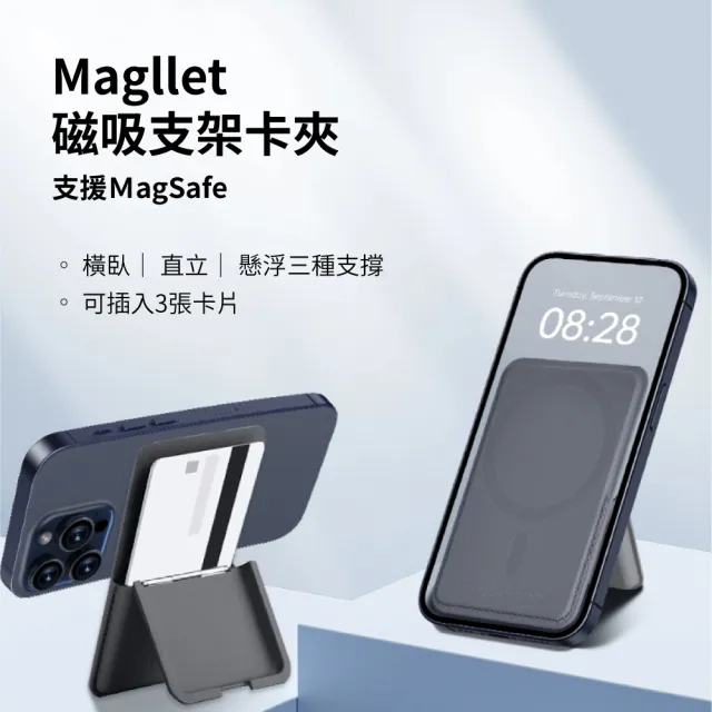 【WiWU】Magllet皮革磁吸支架卡夾(超強磁力大空間可收納3張卡片)