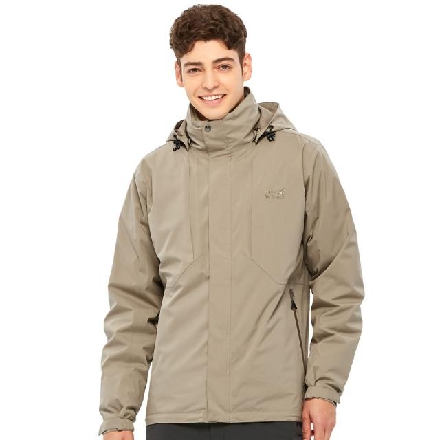 【Jack wolfskin 飛狼】男 Air Wolf 保暖兩件式防風防水透氣羽絨外套 衝鋒衣(卡其)