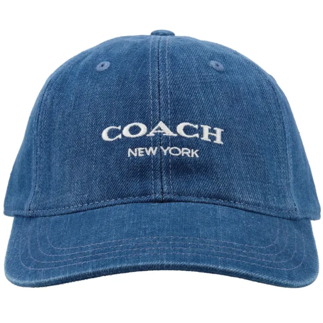 COACH 經典LOGO牛仔布漁夫帽(素面-牛仔藍), 其他皮件