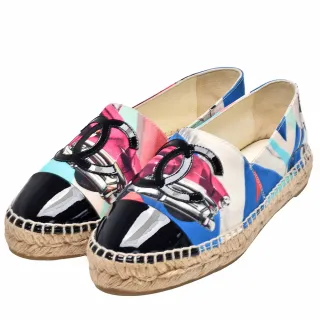 【CHANEL 香奈兒】經典Espadrilles小香LOGO彩色帆布厚底鉛筆鞋(多彩G29762-Y51089-MULTICO)