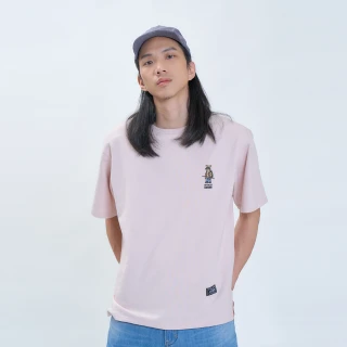 【5th STREET】男裝高山動物繡花短袖T恤-粉紅(山形系列)
