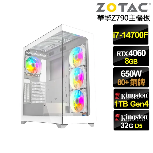 【NVIDIA】i7廿核GeForce RTX 4060{冰封雷神}電競電腦(i7-14700F/華擎Z790/32G/1TB)