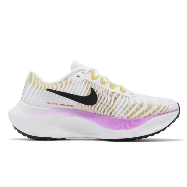 【NIKE 耐吉】慢跑鞋 Wmns Zoom Fly 5 女鞋 白 粉 輕量 ZoomX 回彈 路跑 運動鞋(DM8974-100)