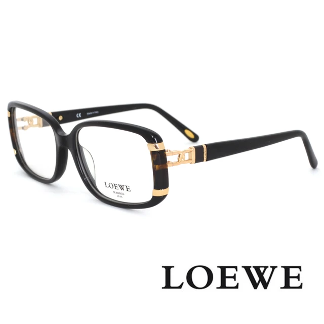 LOEWE 羅威 鎖鍊時尚經典皮革款 光學眼鏡(黑 - VLW823-0700)