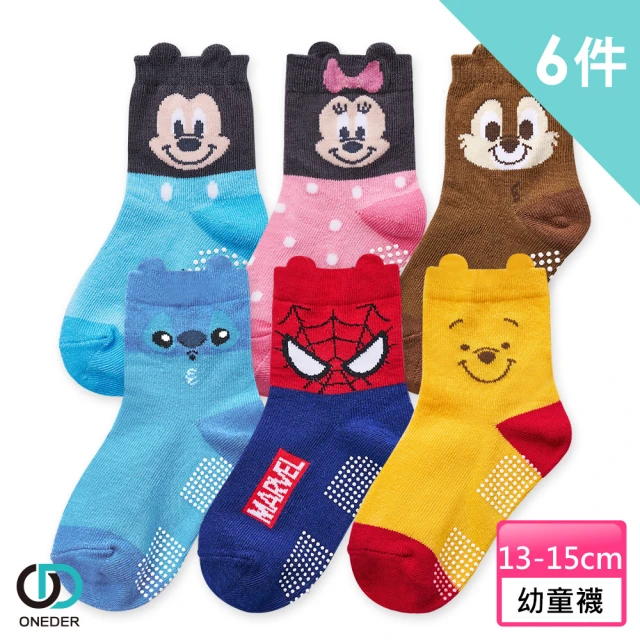 ONEDER 旺達ONEDER 旺達 6雙組-迪士尼 幼童造型短襪-202(正版授權、台灣製造)