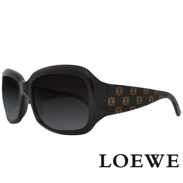 LOEWE 羅威 今夏流行款 復古方框太陽眼鏡(黑/金 SLW696-0700)
